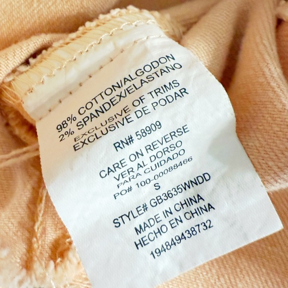 Gianni Bini Peach Cropped Denim Jacket Sz S – Frayed Hem Stretch Jean Style - Picture 6 of 7